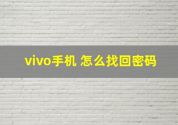 vivo手机 怎么找回密码